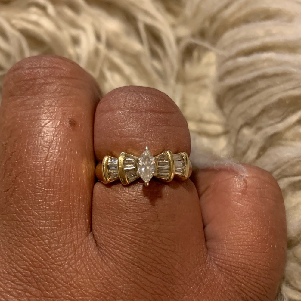 14k Marquis & Baguette Engagement Ring